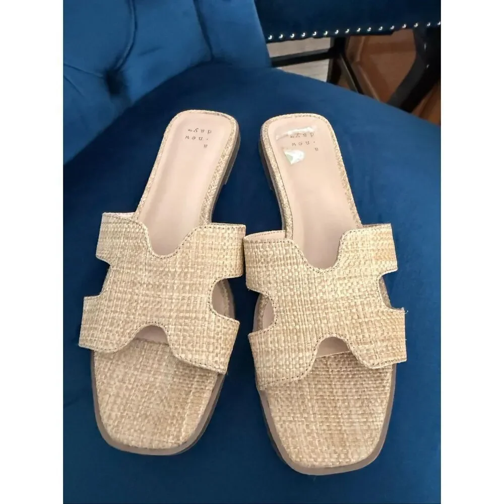 A New Day Nina Tweed Flat Slide Sandals